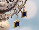TAGLIAMONTE Designs (2208E) 925SS/YGP Lapis Cameo Earrings*Psyche/Amore*Reg.$250