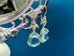 TAGLIAMONTE Designs (HQCR095-YGP) 925SS/YGP Blue Topaz Earrings *Busy Bee*Reg.$220