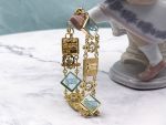 TAGLIAMONTE Designs (2357B) 925/YGP Venetian Cameo Bracelet*Aquamarine*Psyche, Amore*Reg.$400