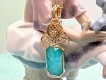 TAGLIAMONTE Designs (1760) 925SS/YGP Cameo Pendant *Amazonite* Reg.$250