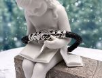 SAMUEL B *BJC* (61747B-1,-2) 925SS Flexible Braided Leather Bangle Bracelet *Blue Quartz*Reg.$150