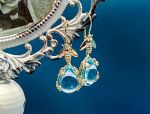 TAGLIAMONTE Designs (HQCR095-YGP) 925SS/YGP Blue Topaz Earrings *Busy Bee*Reg.$220