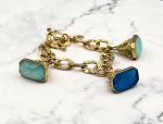 TAGLIAMONTE Designs (2114B) 925SS/YGP Venetian Intaglio Bracelet *Amazonite*Nike*Reg.$700