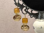 TAGLIAMONTE Designs (1957-Y) 925SS/YGP Venetian Intaglio Earrings*Hercules,Dog*Reg.$200