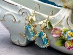 TAGLIAMONTE Designs (HQCR095-YGP) 925SS/YGP Blue Topaz Earrings *Busy Bee*Reg.$220