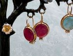 TAGLIAMONTE Designs (1643) 925SS/YGP Cameo Earrings~Pink