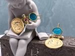 TAGLIAMONTE Designs (1494) 925SS/YGP Venetian Cameo Earrings *Gryphon, Aphrodite,Cupid*Reg.$280