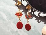 TAGLIAMONTE Designs (SH273-Coral) 925SS/YGP + Venetian Cameo Earrings W/ Coral Beads*Reg.$250