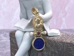 TAGLIAMONTE Designs (RW007) 925SS/YGP Lapis Cameo Pendant *Roman Coin, Mercury*Reg.$275
