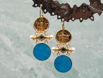 TAGLIAMONTE Designs (2039E) 925SS/YGP Magnesite Cameo Earrings *Troy, Athena*Reg.$280