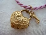 Arts Elegance (1115) 14K Yellow Gold Heart Pendant with Key *Reg. $900