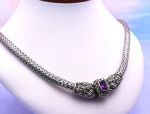 SAMUEL B *BJC* (921)  925 SS + 18K Flexible Braided Necklace*Amethyst*