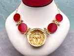 TAGLIAMONTE Designs (SH446-Red) 18K Cameo Necklace with *Rubies, Pearls*Medusa*Reg.$7500