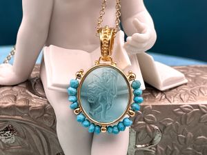 TAGLIAMONTE Designs (2307P) 925SS/YGP Venetian Cameo Pendant *Cupid*Reg.$225