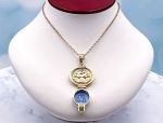 TAGLIAMONTE Designs (1953) 925SS/YGP  Venetian Cameo Pendant *Peridot*Reg.250
