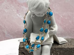 TAGLIAMONTE Designs (LD3549-S.B.Turquoise)14K Gemstone By the Inch Necklace*Reg.$1895