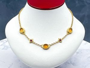 TAGLIAMONTE Designs (LD3512) 14K Venetian Intaglio Necklace w/ Rubies*Cherubs*Reg.$2000