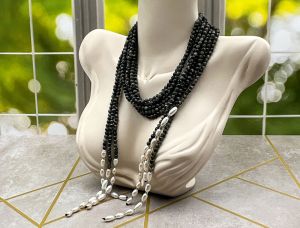 Versatile Labradorite and Pearl Beaded Scarf Necklace (LDM7545)
