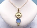 TAGLIAMONTE Designs (1953) 925SS/YGP  Venetian Cameo Pendant *Peridot*Reg.250