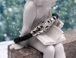 SAMUEL B *BJC* (61747B-1,-2) 925SS Flexible Braided Leather Bangle Bracelet *Blue Quartz*Reg.$150