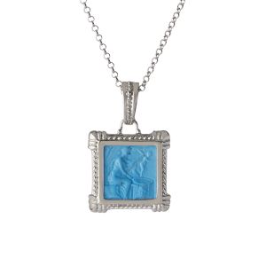 TAGLIAMONTE Designs (HQ21104-Mag) 925SS/Rhod. Magnesite Cameo Pendant *Mother and Child*