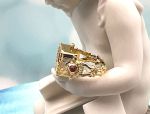 TAGLIAMONTE (1980) 925SS/YGP Venetian Intaglio Ring *Rubies *Eagle*Reg.$200