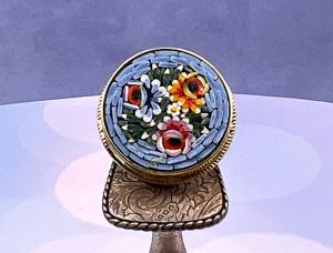 TAGLIAMONTE Designs (1926) 925SS/YGP Micromosaic Ring*Miosotis*Size 7*Reg.$160