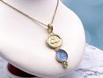 TAGLIAMONTE Designs (1953) 925SS/YGP  Venetian Cameo Pendant *Peridot*Reg.250