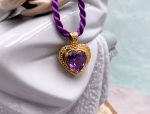 Arts Elegance (1117) 14K Yellow Gold Brazilian Amethyst Heart Pendant*Reg$1000
