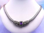 SAMUEL B *BJC* (921)  925 SS + 18K Flexible Braided Necklace*Amethyst*