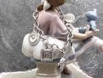 TAGLIAMONTE Designs (1891) 925SS/Rhod Cameo Charm Bracelet*Flora,Medusa,Cupid* Reg.$350