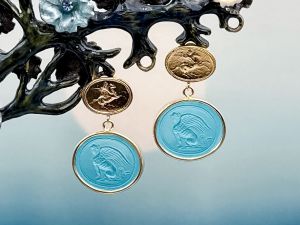 TAGLIAMONTE Designs (2305E) 925SS/YGP Venetian Cameo Earrings *Chimera*Reg.$280