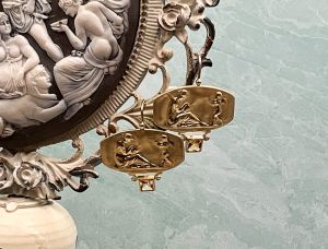 TAGLIAMONTEDesigns (SH969) 18K Cameo Earrings w/ Citrine*Aphrodite,Cupid*Reg.$1700