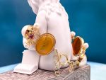 TAGLIAMONTE Design(PN2892B) 925SS/YGP Venetian Cameo Bracelet *Amethyst*Reg.$500