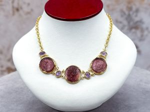 TAGLIAMONTE Designs (SH967N-Amy) 925SS/YGP Venetian Cameo Necklace *Cupid*Reg.$700