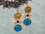 TAGLIAMONTE Designs (2039E) 925SS/YGP Magnesite Cameo Earrings *Troy, Athena*Reg.$280