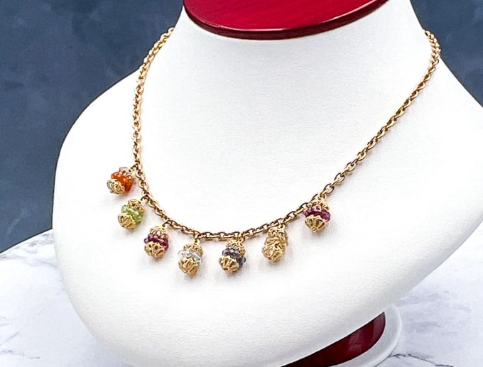 TAGLIAMONTE Designs (LD3511)14K Gemstone Charm Necklace*Reg.$1850