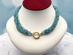 TAGLIAMONTE Designs (2113N) 925SS/YGP Blue Topaz Multi Chain Necklace*Reg.$450