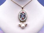 TAGLIAMONTE Designs (1918-W) 925SS/YGP Micromosaic Pendant*Miosotis*Reg.$300