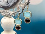 TAGLIAMONTE Designs (2216E) 925SS/YGP Amazonite Cameo Earrings*Reg.$185