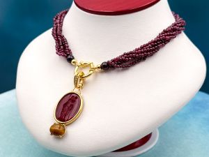 TAGLIAMONTE Designs (PN2941N) 925SS/YGP Venetian Cameo Statement Necklace*Psyche,Amore*Reg.$600