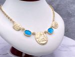 TAGLIAMONTE Designs (Q21119) 925SS/ YGP Magnesite Cameo Station Link Necklace *Terpsichore*
