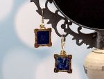 TAGLIAMONTE Designs (2208E) 925SS/YGP Lapis Cameo Earrings*Psyche/Amore*Reg.$250
