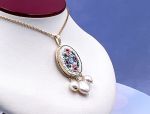 TAGLIAMONTE Designs (1918-W) 925SS/YGP Micromosaic Pendant*Miosotis*Reg.$300
