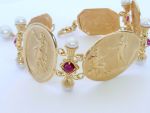 TAGLIAMONTE Designs (ORO-118) 18K Cameo Bracelet with *Rubies + Pearls* Reg.$4500