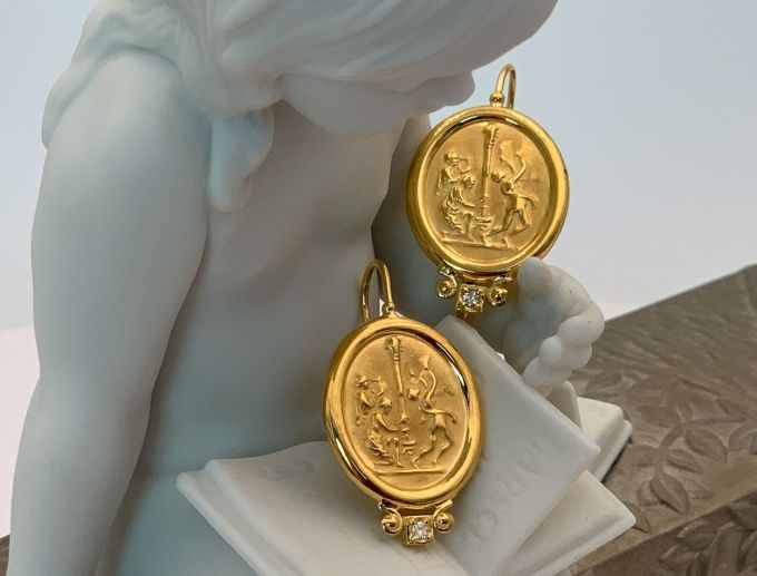 TAGLIAMONTE Designs (LDM2289) 18K Cameo Earrings w/ Diamonds*Maypole*Reg.$1470