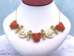 TAGLIAMONTE Designs (SH627) 925SS/YGP Venetian Cameo Necklace w/ Turquoise,Pearls*Medusa, Aurora*Reg.$650