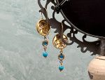 TAGLIAMONTE Designs (SH425) 18K  Cameo Earrings with Sleeping Beauty Turquoise*Angel Rafaello*Reg.$1280