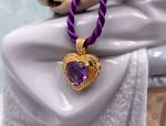 Arts Elegance (1117) 14K Yellow Gold Brazilian Amethyst Heart Pendant