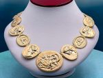 TAGLIAMONTE Designs (1891) 925SS/YGP Multi-Cameo Necklace *Mythological Primer*Reg.$1000
